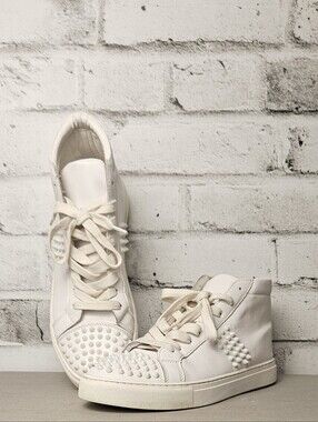 Saks Fifth Avenue Wentworth Studded High Top Sneakers White Mens 10
